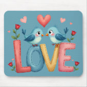 Whimsical Love Birds Pastel Cotattcore Art Mousepad (Vorne)