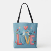 Whimsical Love Birds Pastel Cotattcore Art Tasche (Rückseite)