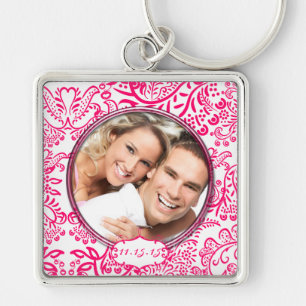 Whimsical Love Birds Wedding Foto Key Chain Schlüsselanhänger