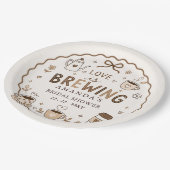 Whimsical Love is Brewing Kaffe-Hochzeitsdusche Pappteller (Schrägansicht)