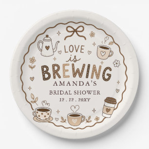 Whimsical Love is Brewing Kaffe-Hochzeitsdusche Pappteller