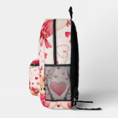 Whimsical Love Pattern Schulranzen - Süßes Geschen Bedruckter Rucksack (Rechts)