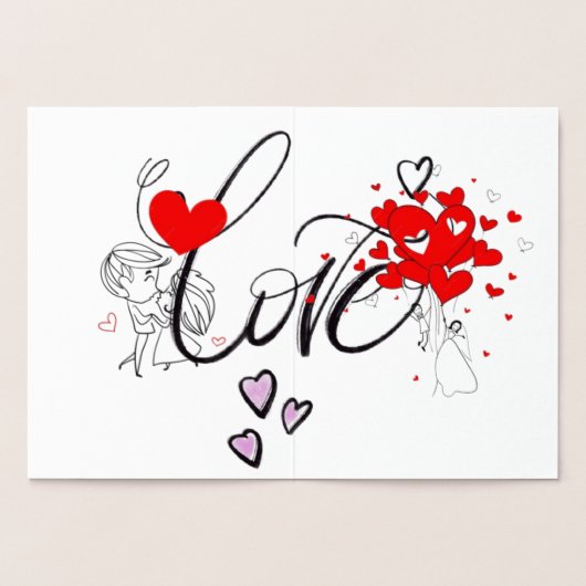 Whimsical Love Script | Bride & Groom Heart Shower Folienkarte (Innenseite)