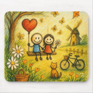 Whimsical Love Swing Garten-Mauspad Mousepad