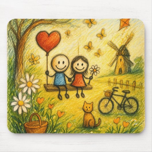 Whimsical Love Swing Garten-Mauspad Mousepad (Vorne)