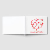 Whimsical Lovebirds Boho Red Love Heart Wedding Gästebuch (Voll)