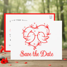 Whimsical Lovebirds Boho Rote Hochzeit "Save the D