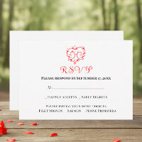 Whimsical Lovebirds Boho Rotes Herz Hochzeit RSVP