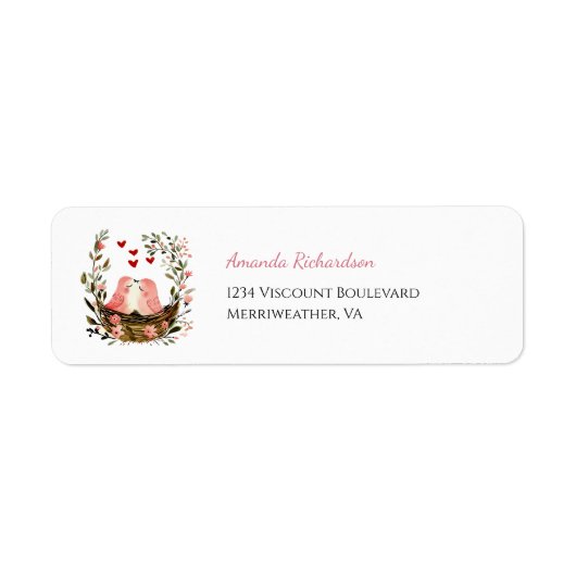 Whimsical Lovebirds Return Address Label (Vorne)