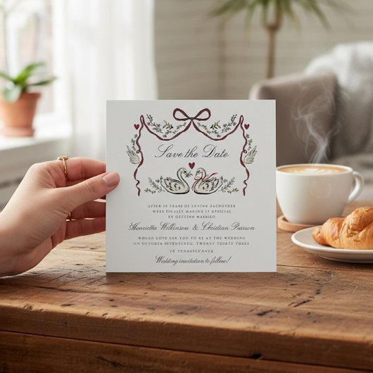 Whimsical Lovebirds Schwan Hochzeit Save the Date