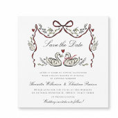 Whimsical Lovebirds Swan Wedding save the date  