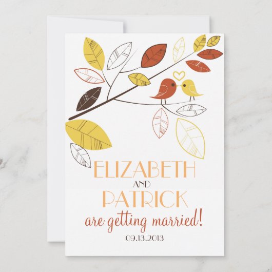 Whimsical Lovebirds Wedding Einladung (Rückseite)