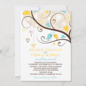 Whimsical Lovebirds Wedding Einladung (Vorderseite)