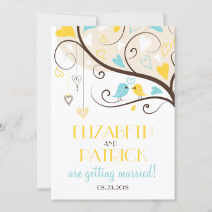 Whimsical Lovebirds Wedding Einladung