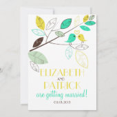 Whimsical Lovebirds Wedding Einladung (Rückseite)