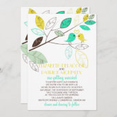 Whimsical Lovebirds Wedding Einladung (Vorne/Hinten)
