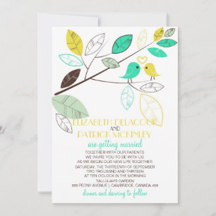 Whimsical Lovebirds Wedding Einladung