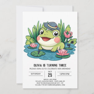 Whimsical Lovely Frog Digital zum Geburtstag Einladung