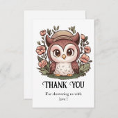 Whimsical Lovely Owl Baby Dusche Dankeskarte (Vorne/Hinten)