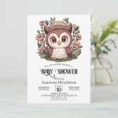 Whimsical Lovely Owl Baby Dusche Einladung (Stehend Vorderseite)