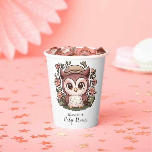 Whimsical Lovely Owl Baby Dusche Pappbecher (Insitu)