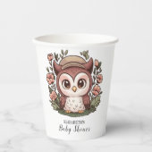 Whimsical Lovely Owl Baby Dusche Pappbecher (Vorderseite)