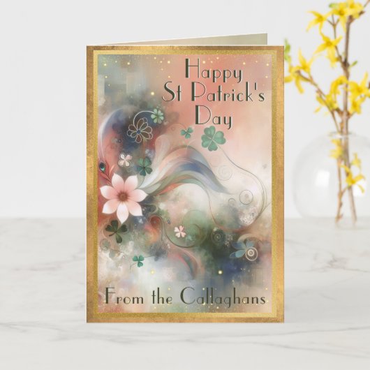 Whimsical Luck of the Irish St Patrick's Day Karte (Gelbe Blume)