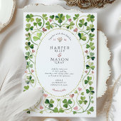 Whimsical Lucky Clover & Hearts Hochzeit mit Wasse Einladung