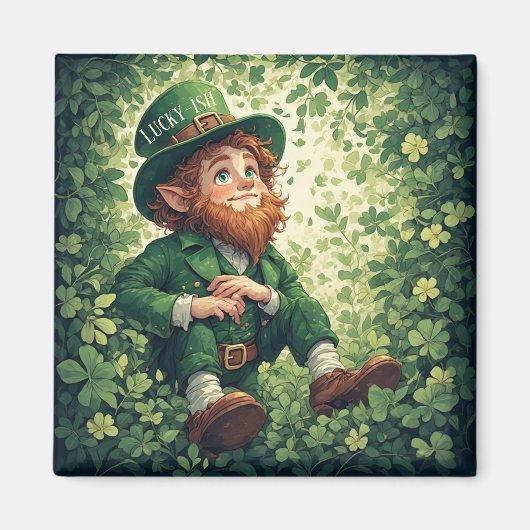 Whimsical Lucky-ish Leprechaun Lush Forest Magical Magnet (Vorne)