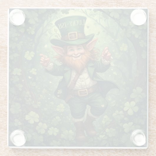 Whimsical Lucky-ish Leprechaun Lush Forest Nursery Glasuntersetzer (Rückseite)