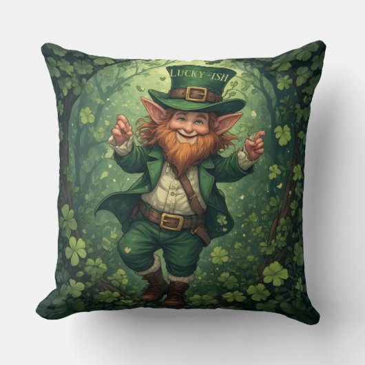 Whimsical Lucky-ish Leprechaun Lush Forest Nursery Kissen (Vorderseite)