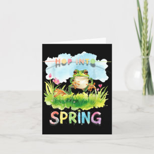 Whimsical lustiger Frosch, der in die Jahreszeit Karte