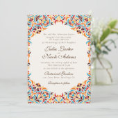 Whimsical Luxury Elfenbein Border Foto Hochzeit Einladung (Stehend Vorderseite)
