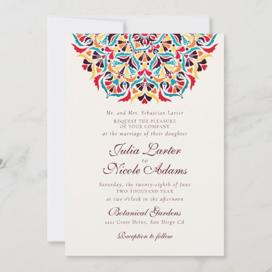 Whimsical Luxury Elfenbein Border Foto Hochzeit Einladung (Vorderseite)