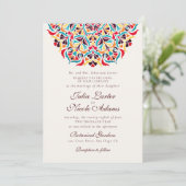 Whimsical Luxury Elfenbein Border Foto Hochzeit Einladung (Stehend Vorderseite)