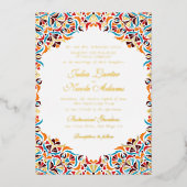 Whimsical Luxury Elfenbein Border Foto Hochzeit Folieneinladung (Vorderseite)