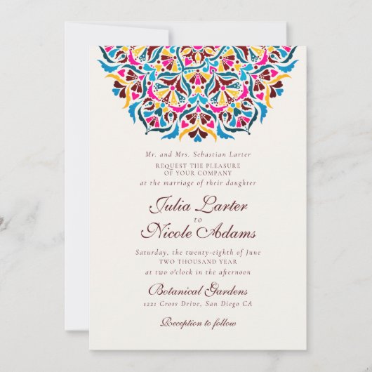 Whimsical Luxus Elfenbein Blumenstrauß Hochzeit Einladung (Vorderseite)