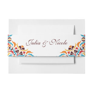 Whimsical Luxus Elfenbein Blumenstrauß Hochzeit Einladungsbanderole