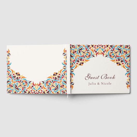 Whimsical Luxus Elfenbein Blumenstrauß Hochzeit Gästebuch (Voll)