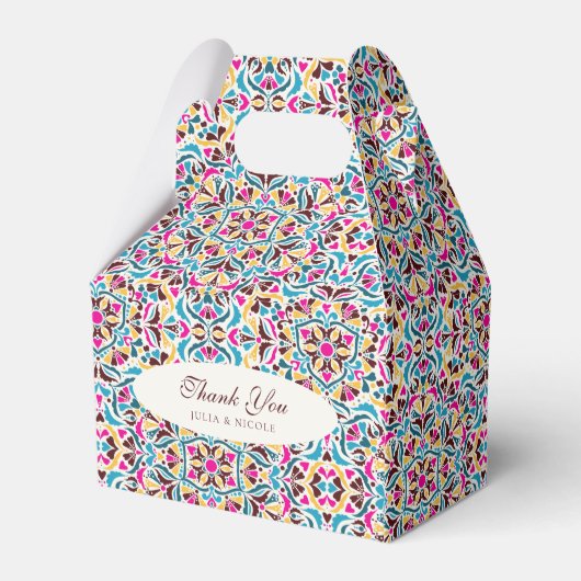 Whimsical Luxus Elfenbein Blumenstrauß Hochzeit Geschenkschachtel (Rückseite)