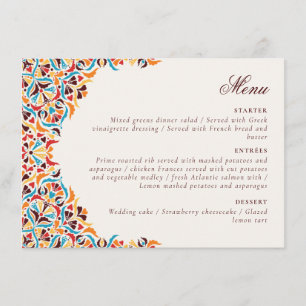 Whimsical Luxus Elfenbein Blumenstrauß Hochzeit Menükarte