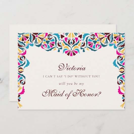 Whimsical Luxus Elfenbein Blumenstrauß Hochzeit Menükarte (Vorne/Hinten)