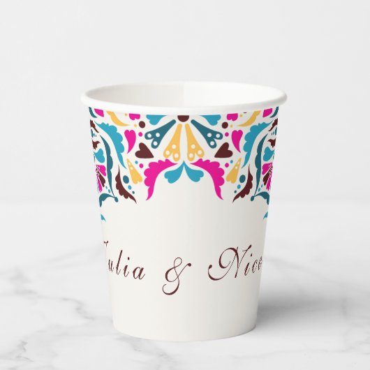 Whimsical Luxus Elfenbein Blumenstrauß Hochzeit Pappbecher (Links)