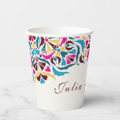 Whimsical Luxus Elfenbein Blumenstrauß Hochzeit Pappbecher (Vorderseite)