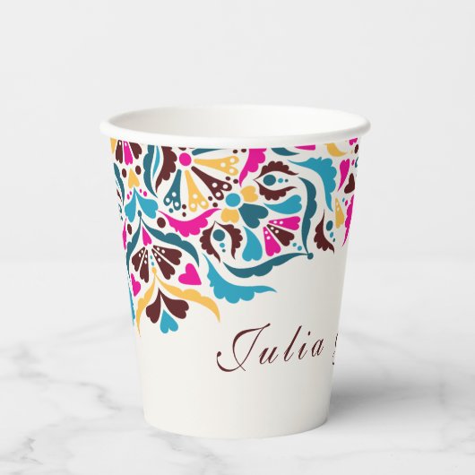 Whimsical Luxus Elfenbein Blumenstrauß Hochzeit Pappbecher (Vorderseite)