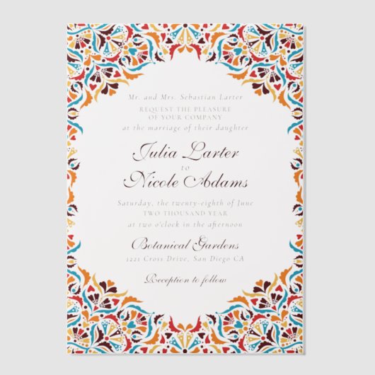 Whimsical Luxus Elfenbein Blumenstrauß Hochzeit Pergament Einladungen (Vorderseite)