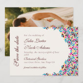 Whimsical Luxus Elfenbein Blumenstrauß Hochzeit Save The Date (Vorne/Hinten)