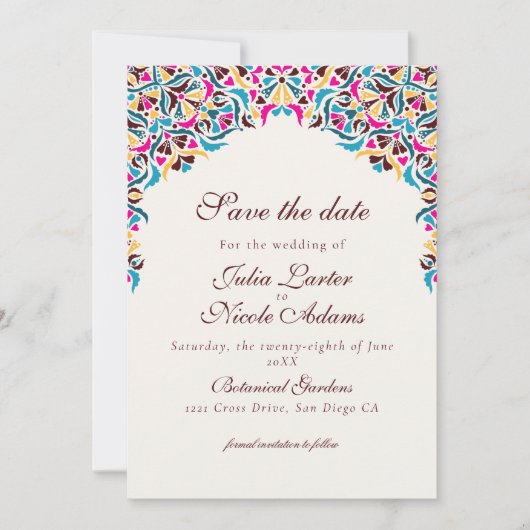 Whimsical Luxus Elfenbein Blumenstrauß Hochzeit Save The Date (Vorderseite)