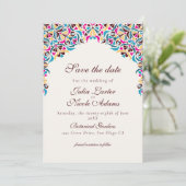 Whimsical Luxus Elfenbein Blumenstrauß Hochzeit Save The Date (Stehend Vorderseite)