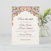 Whimsical Luxus Elfenbein Blumenstrauß Hochzeit Save The Date (Stehend Vorderseite)